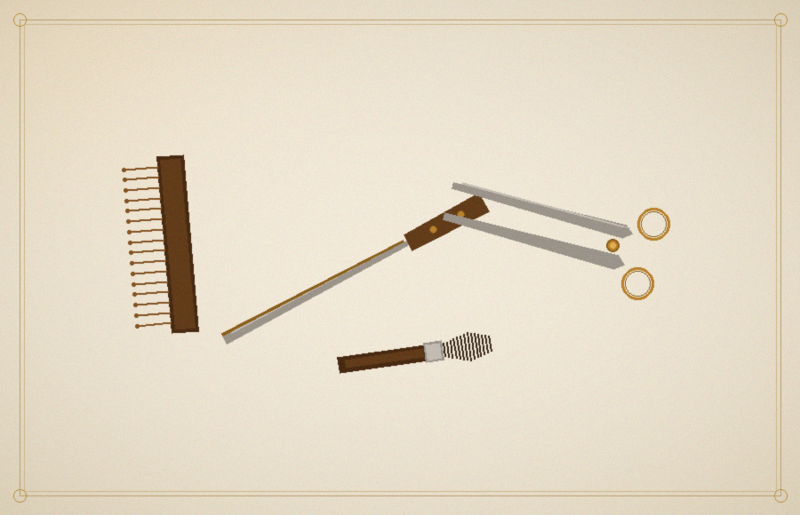 Barber tools — scissors, razor, comb